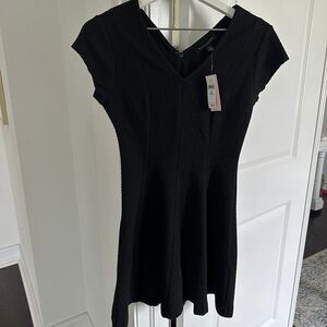 Banana Republic Black Textured Skater black dress 0P 0 Petite NWT